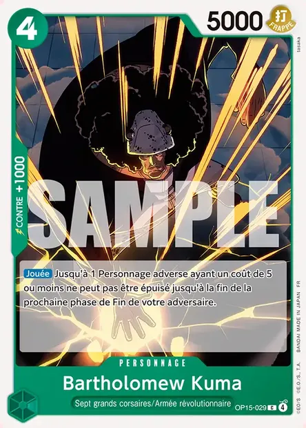 Bartholomew Kuma, carte One Piece OP15-029 — extension AVENTURE SUR L'ÎLE DE DIEU