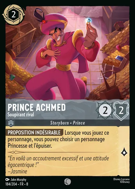 Prince Achmed - Soupirant rival, carte Disney Lorcana CH8-184 — extension Le Règne de Jafar