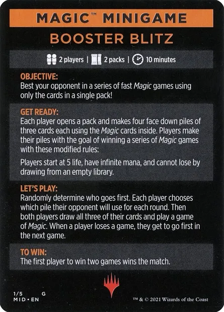 Booster Blitz, Magic card MMID 1 — Innistrad: Midnight Hunt Minigames set