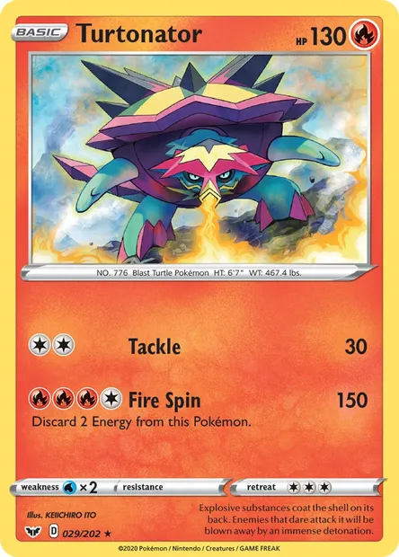 Turtonator, Pokémon card SSH 29 — Sword & Shield set