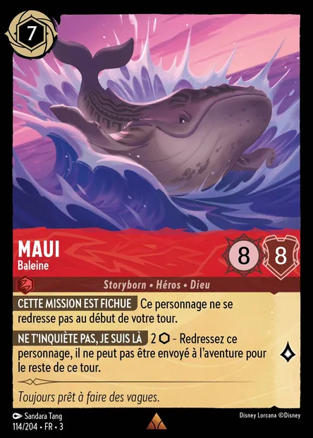 Maui - Baleine, carte Disney Lorcana CH3-114 — extension Les Terres d'Encres