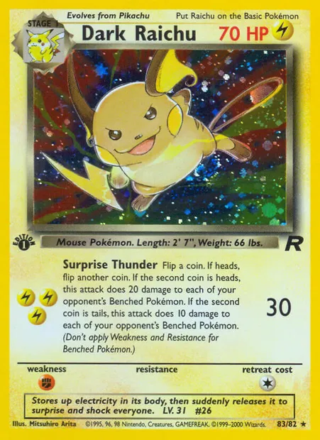 Dark Raichu, Pokémon card TR 83 — Team Rocket set