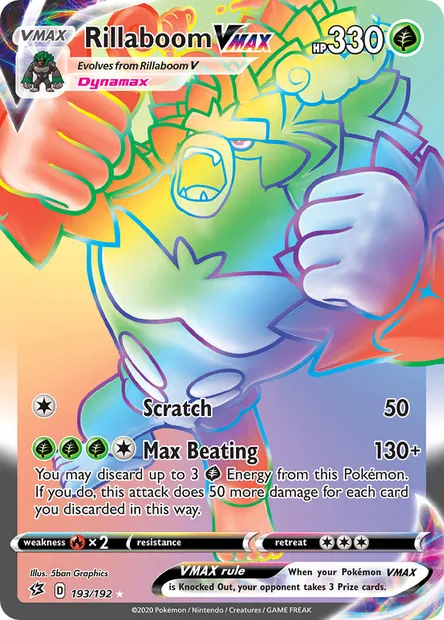 Rillaboom VMAX, Pokémon card RCL 193 — Rebel Clash set