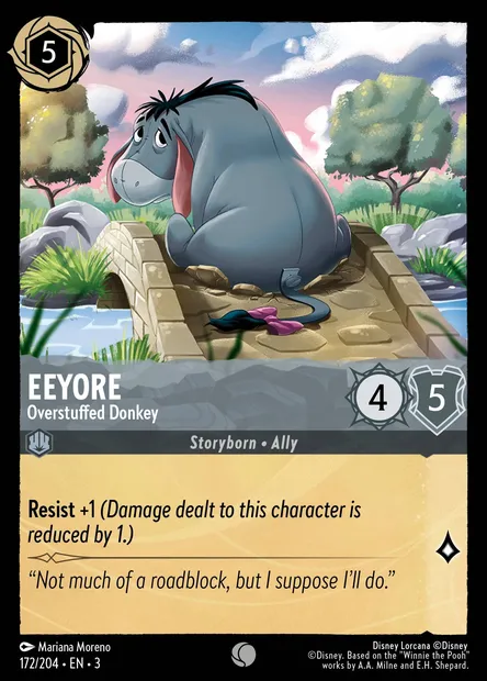 Eeyore - Overstuffed Donkey, Disney Lorcana card CH3-172 — Into the Inklands set