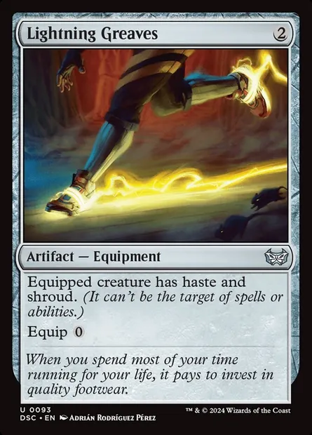 Lightning Greaves, Magic card DSC 93 — Duskmourn: House of Horror Commander set