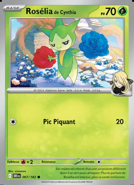 Rosélia de Cynthia, carte Pokémon DRI 007 — extension Rivalités Destinées