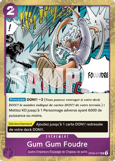 Gum Gum Foudre, carte One Piece OP09-077 — extension LES NOUVEAUX EMPEREURS