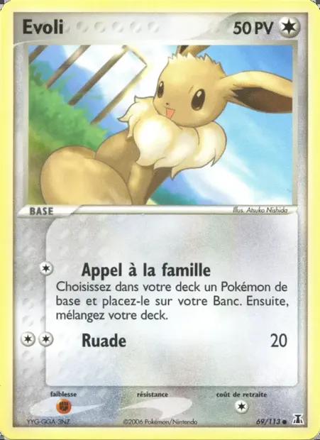 Evoli, carte Pokémon DS 69 — extension EX Espèces Delta