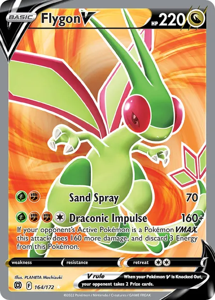 Flygon V, Pokémon card BRS 164 — Brilliant Stars set