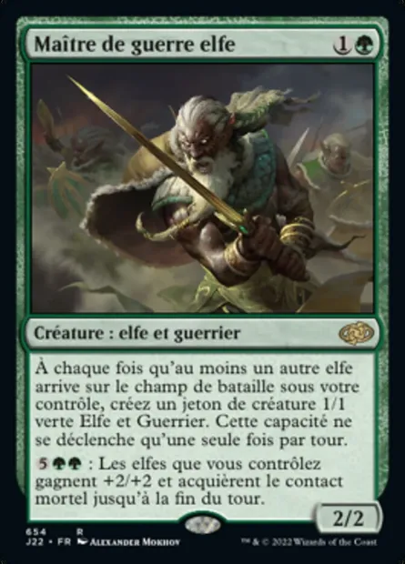 Maître de guerre elfe, carte Magic J22 654 — extension Jumpstart 2022