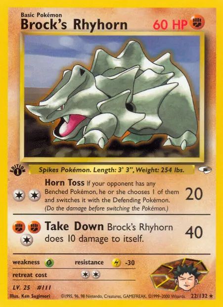 Brock's Rhyhorn, carte Pokémon GH 22 — extension Gym Heroes
