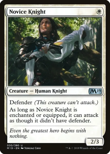 Novice Knight, Magic card M19 30 — Core Set 2019 set