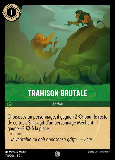 Trahison brutale, carte Disney Lorcana CH1-100 — extension Premier Chapitre