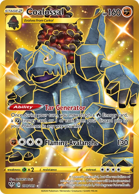 Coalossal, Pokémon card DAA 198 — Darkness Ablaze set
