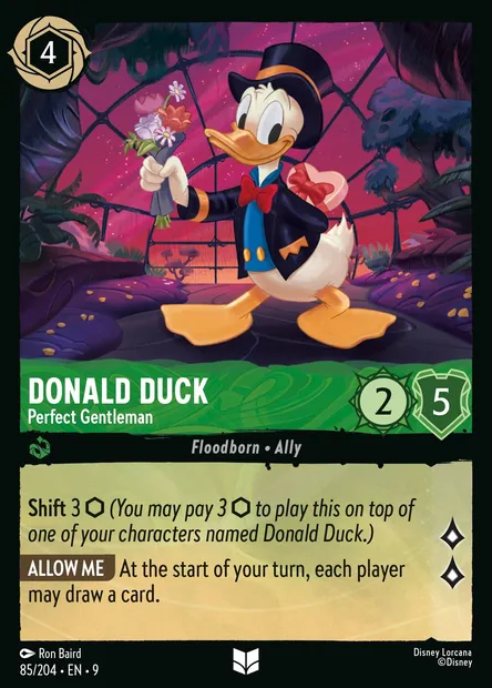Donald Duck - Perfect Gentleman, Disney Lorcana card CH9-085 — Fabled set