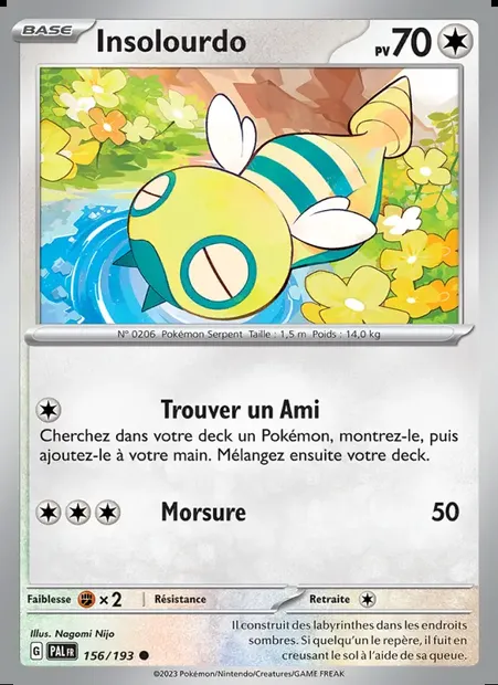 Insolourdo, carte Pokémon PAL 156 — extension Évolutions à Paldea