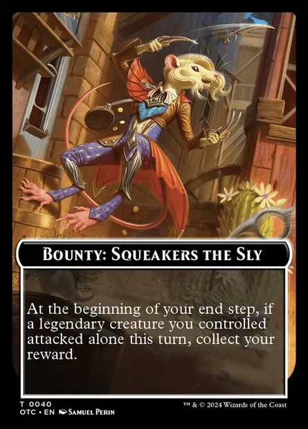 Bounty: Squeakers the Sly // Wanted!, carte Magic TOTC 40 — extension Outlaws of Thunder Junction Commander Tokens