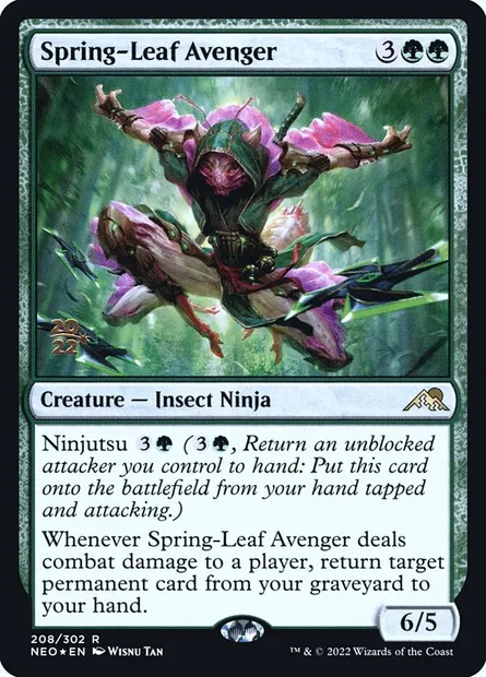 Spring-Leaf Avenger, Magic card PNEO 208s — Kamigawa: Neon Dynasty Promos set