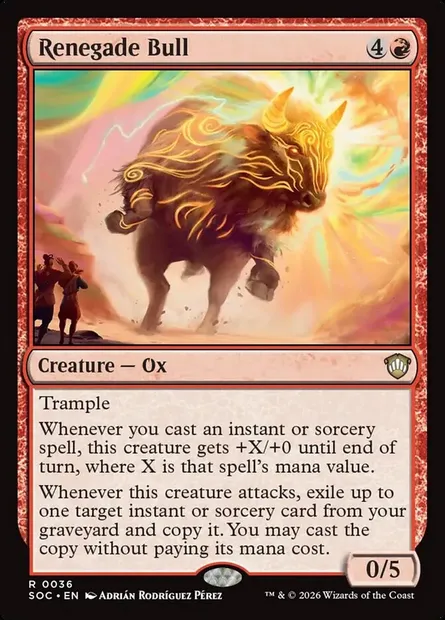 Renegade Bull, Magic card SOC 36 — Secrets of Strixhaven Commander set