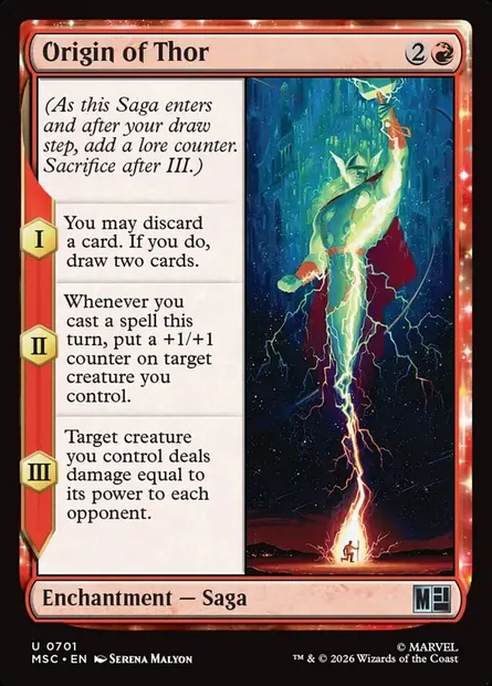 Origin of Thor, Magic card MSC 701 — Marvel Super Heroes Commander set