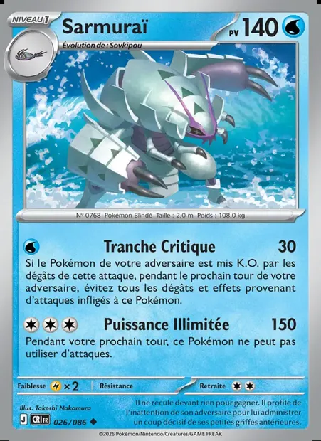Sarmuraï, carte Pokémon CRI 026 — extension Chaos Ascendant
