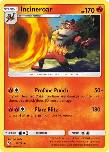 Incineroar, Pokémon card SLG 17 — Shining Legends set