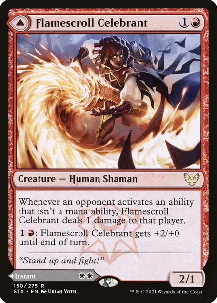 Flamescroll Celebrant // Revel in Silence, Magic card STX 150 — Strixhaven: School of Mages set