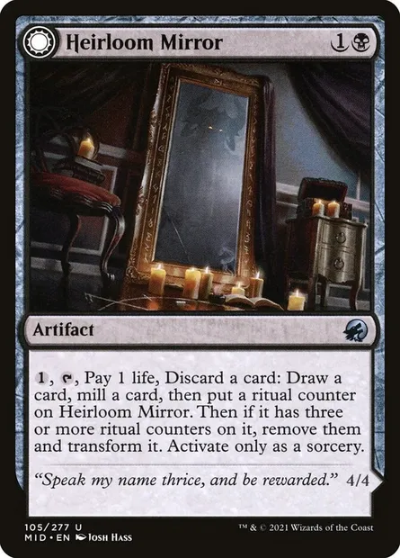Heirloom Mirror // Inherited Fiend, Magic card MID 105 — Innistrad: Midnight Hunt set