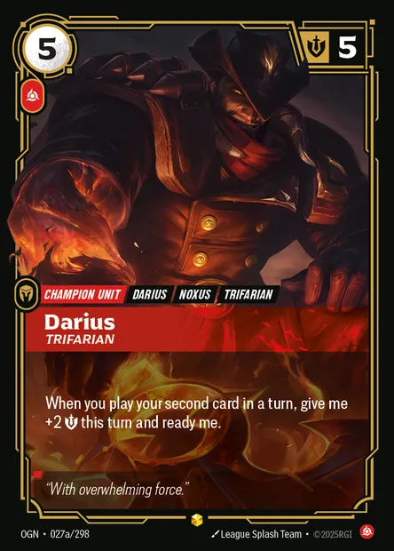 Darius, carte Riftbound OGN 027a — extension Origins