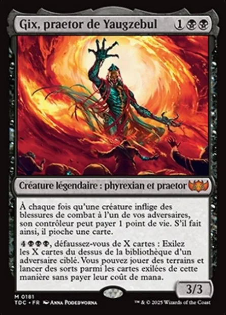 Gix, praetor de Yaugzebul, carte Magic TDC 181 — extension Tarkir: Dragonstorm Commander