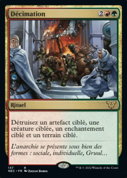 Décimation, carte Magic NEC 137 — extension Neon Dynasty Commander
