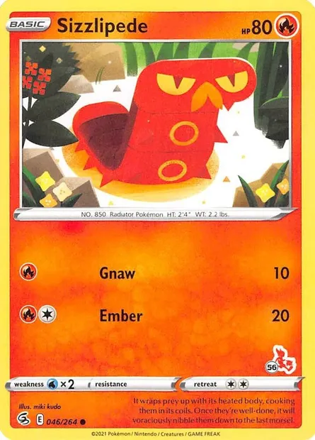 Sizzlipede, Pokémon card BA22 046-56 — Battle Academy 2022 set