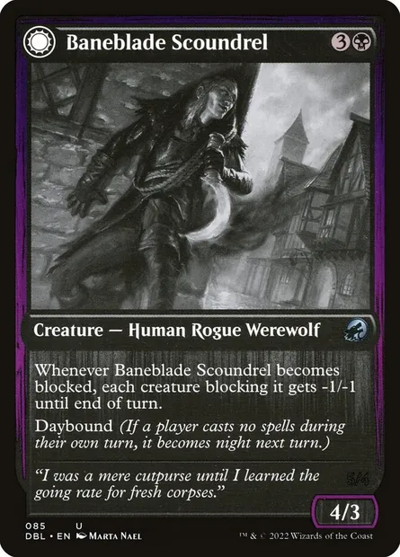 Vaurien à lame-fléau // Maraudeur aux griffes-fléau, carte Magic DBL 85 — extension Innistrad : Double Programme