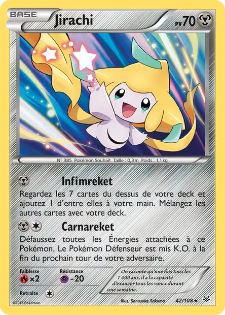 Jirachi, carte Pokémon ROS 42 — extension Ciel Rugissant