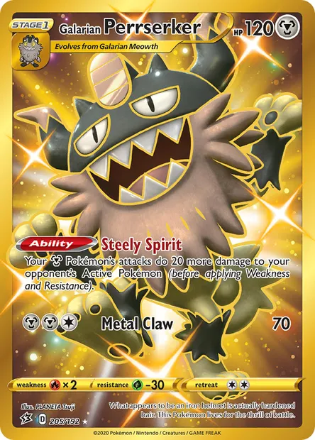 Galarian Perrserker, Pokémon card RCL 205 — Rebel Clash set
