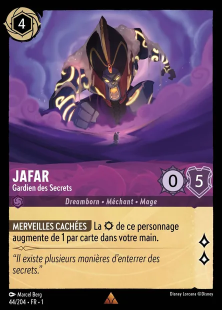 Jafar - Gardien des Secrets, carte Disney Lorcana CH1-044 — extension Premier Chapitre