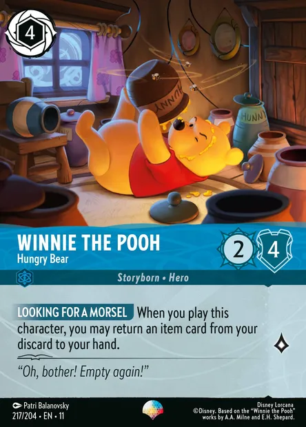 Winnie the Pooh - Hungry Bear, Disney Lorcana card CH11-217 — Winterspell set