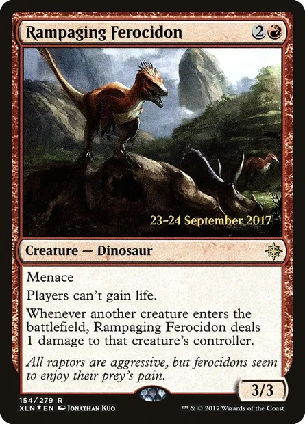 Rampaging Ferocidon, Magic card PXLN 154s — Ixalan Promos set