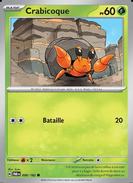 Crabicoque, carte Pokémon PAR 006 — extension Faille Paradoxe