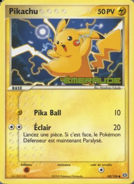 Pikachu, carte Pokémon EM 60 — extension EX Émeraude