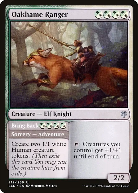 Oakhame Ranger // Bring Back, Magic card ELD 212 — Throne of Eldraine set