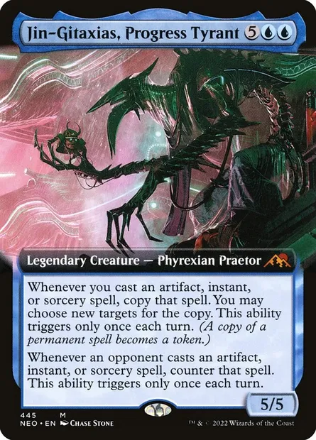 Jin-Gitaxias, Progress Tyrant, Magic card NEO 445 — Kamigawa: Neon Dynasty set