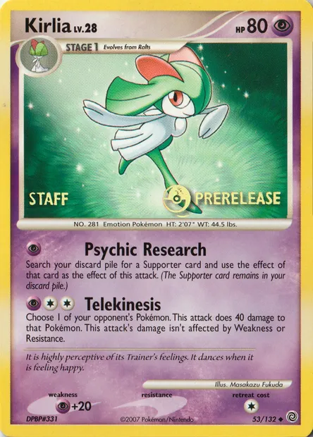 Kirlia, Pokémon card PRE 053s-2 — Prerelease Promos set