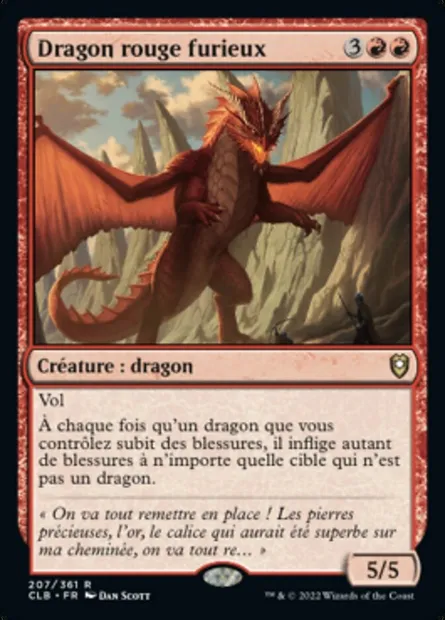Dragon rouge furieux, carte Magic CLB 207 — extension Commander Légendes : la bataille de la Porte de Baldur