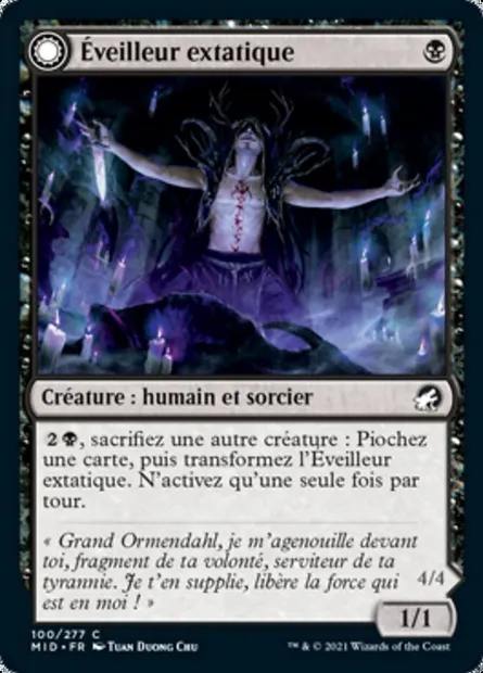 Éveilleur extatique // Démon éveillé, carte Magic MID 100 — extension Innistrad : chasse de minuit