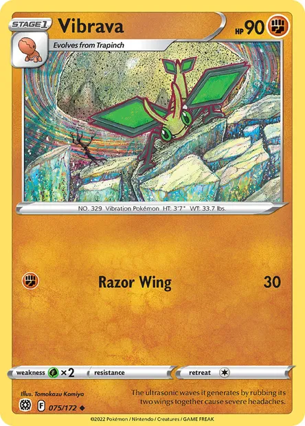 Vibrava, Pokémon card BRS 075 — Brilliant Stars set