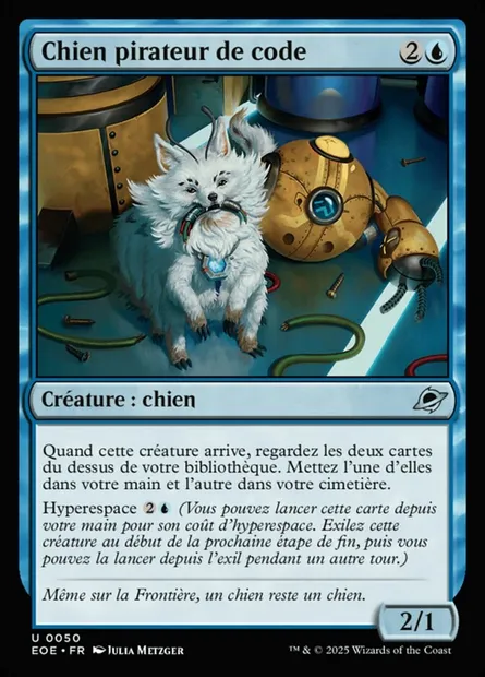 Chien pirateur de code, carte Magic EOE 50 — extension Edge of Eternities