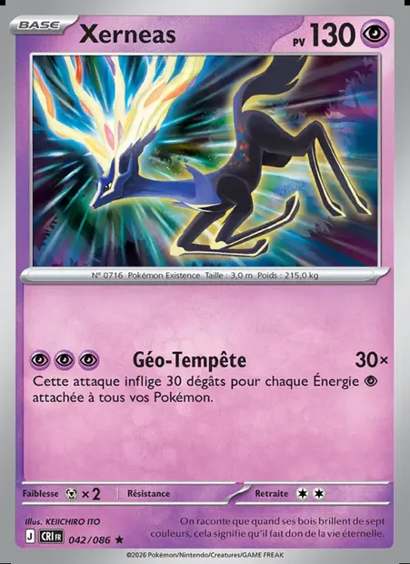 Xerneas, carte Pokémon CRI 042 — extension Chaos Ascendant