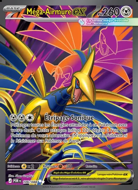 Méga-Airmure-ex, carte Pokémon POR 106 — extension Équilibre Parfait