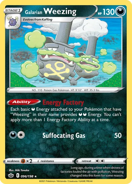 Galarian Weezing, Pokémon card CRE 96 — Chilling Reign set